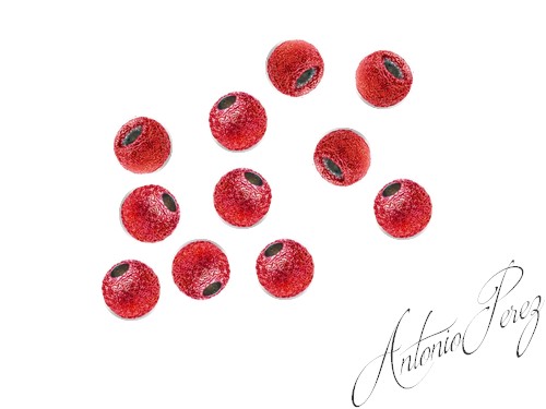 10 Billes Laiton Nervurées Rouge 3mm