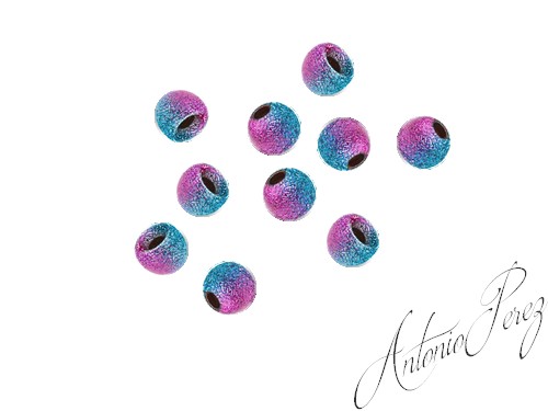 10 Billes Laiton Nervures Bicolore 3mm