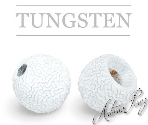 10 Billes Tungstne Nervures Blanche 3mm