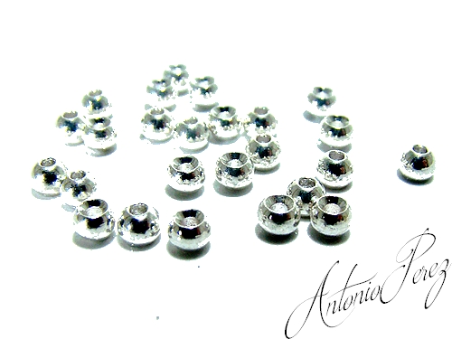 25 Billes Laiton Argent 3mm